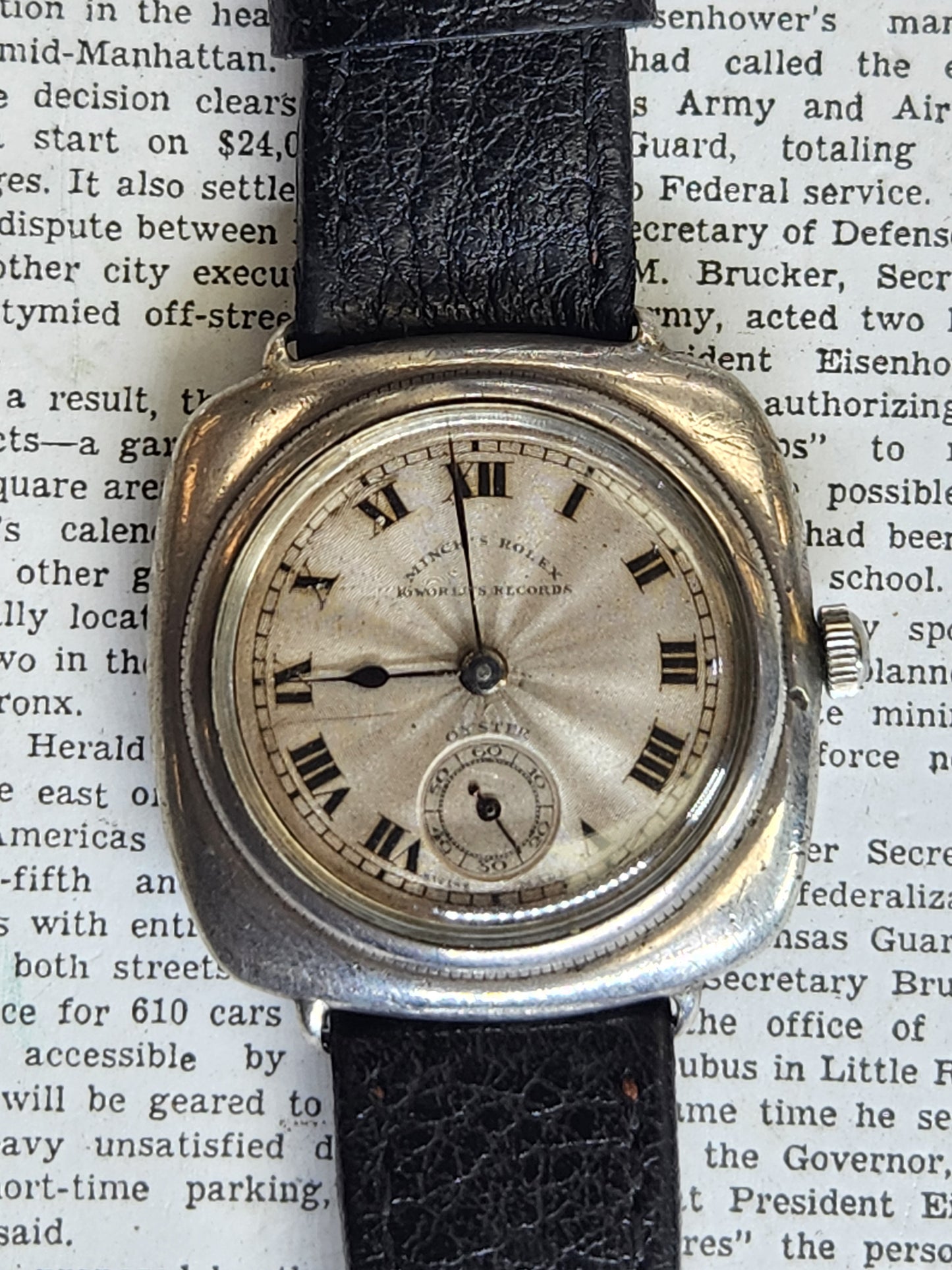 Rolex silver cushion shaped 2087 from the 1940s