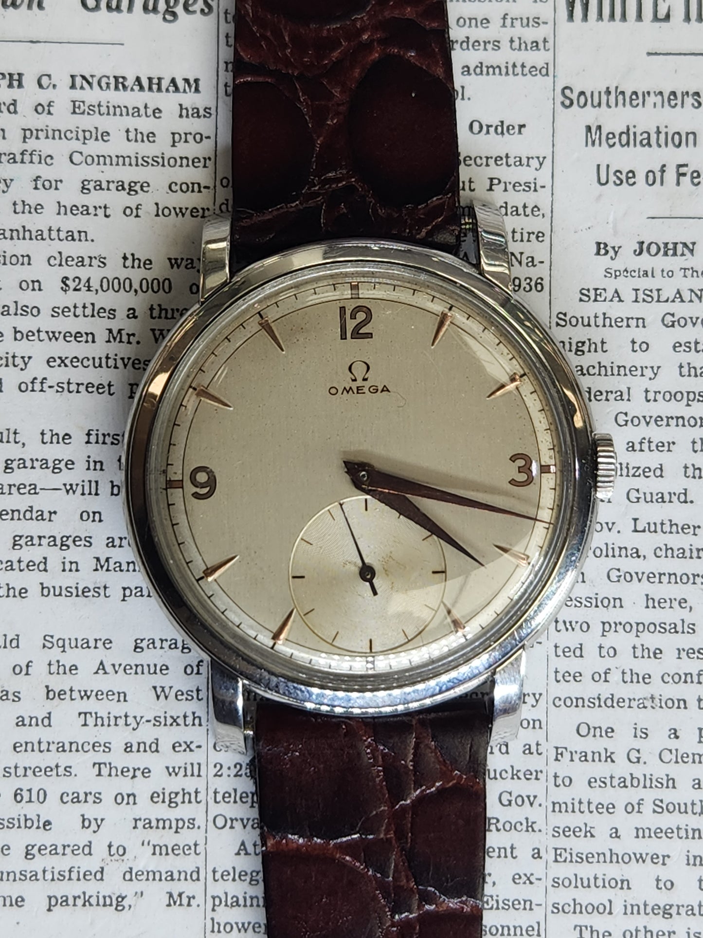 Omega Oversized Watch in stainless steel from the 1950s