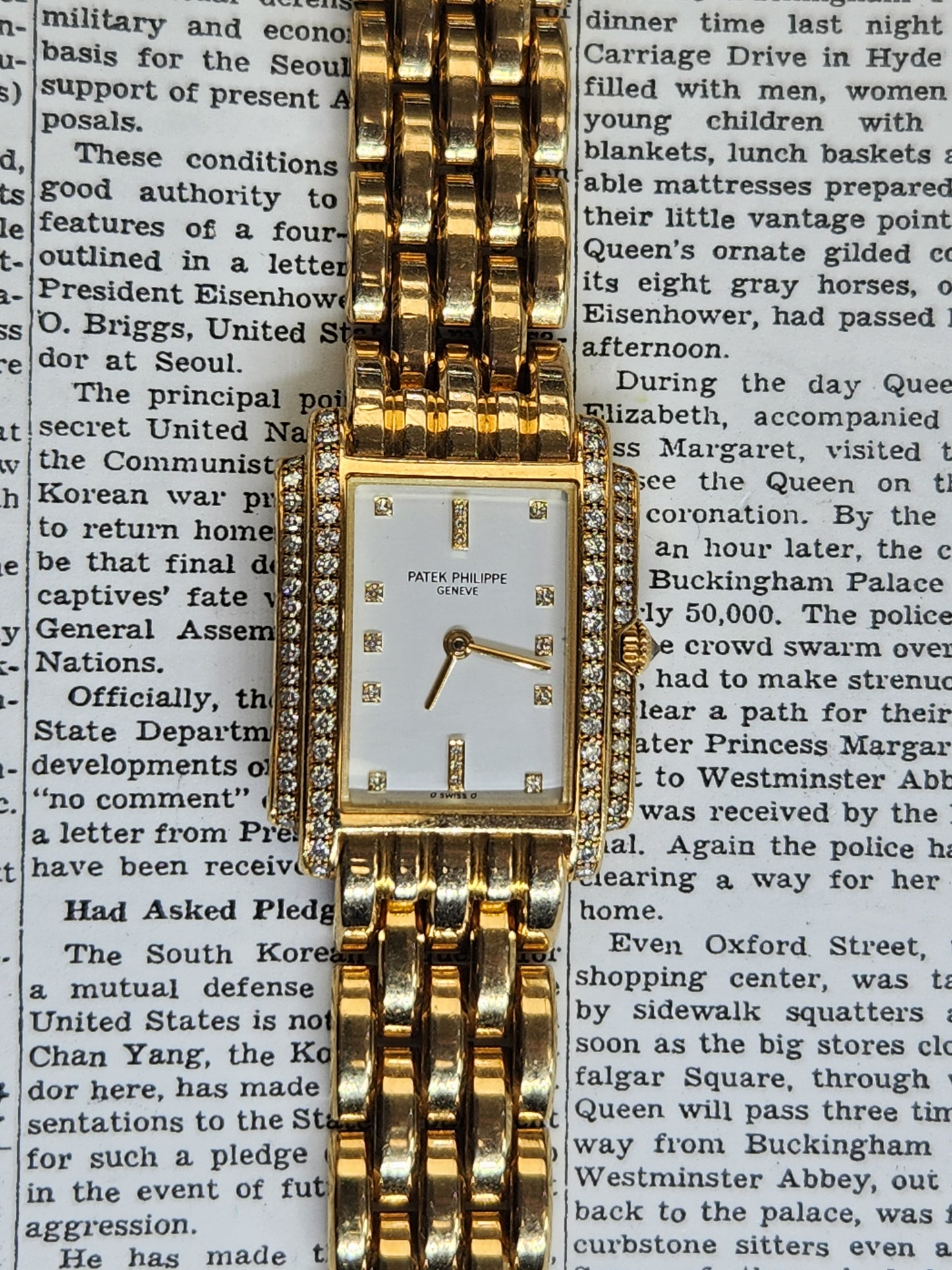 Patek Philippe 5025 18kt yellow gold Gondolo factory diamonds.