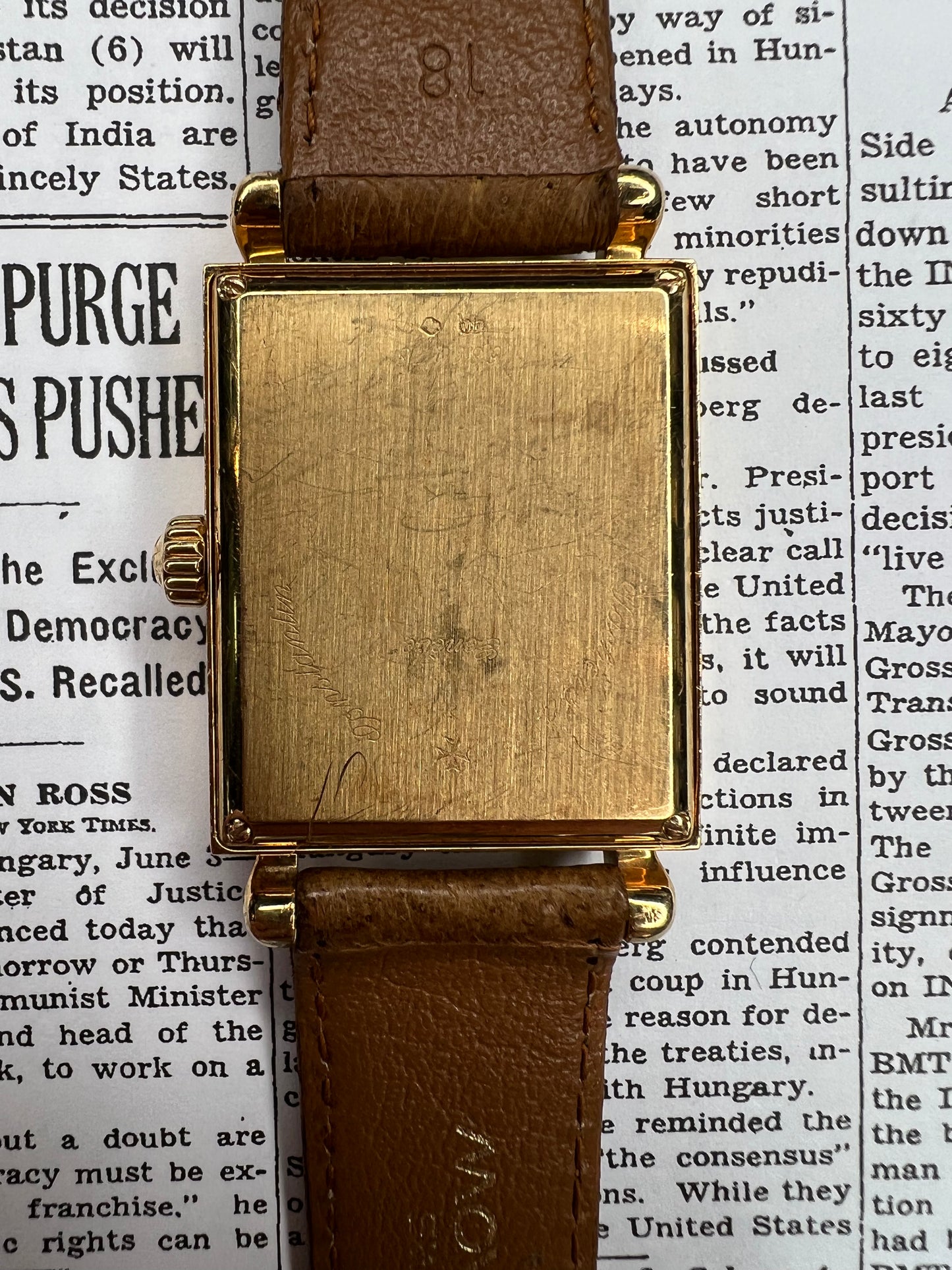 Vacheron Constantin 18K Gold Tank Watch Manual Wind