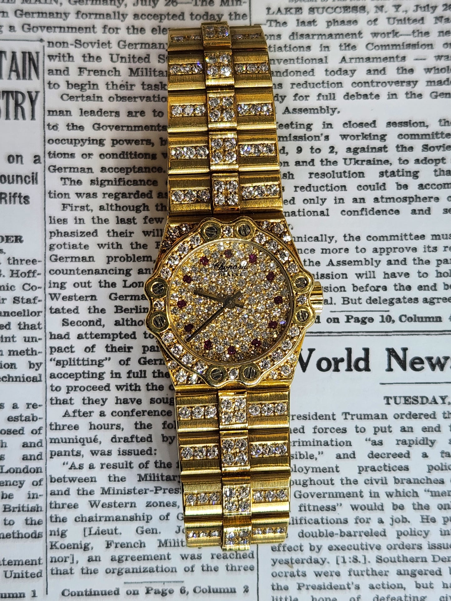 Chopard St. Moritz 18kt Factory diamond and Ruby Lady watch.