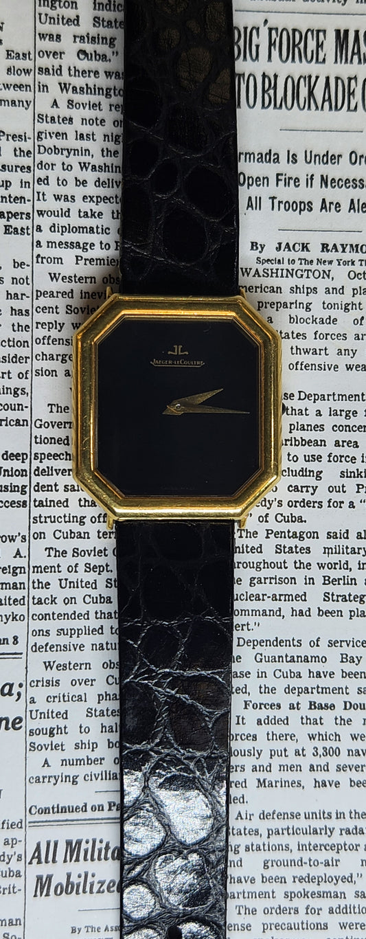 Jaeger Lecoultre 18kt Octagonal case Black Onyx dial