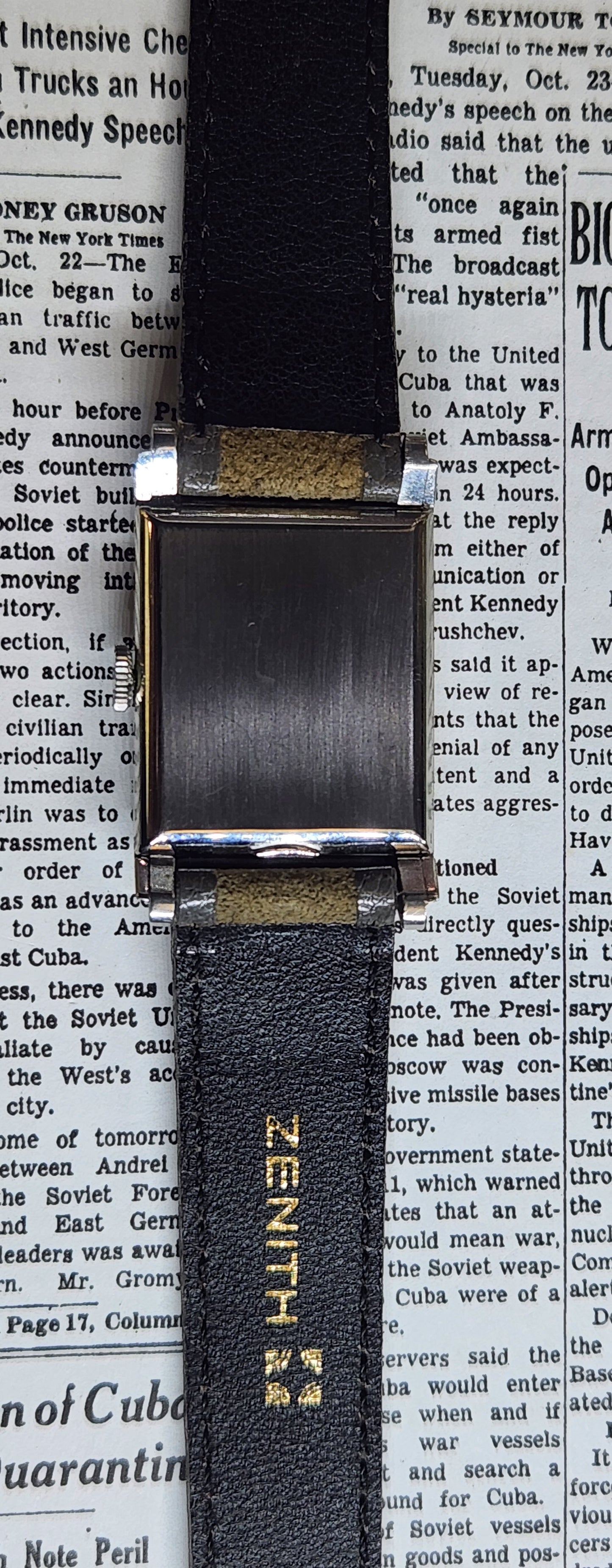 Mido Stainless Steel Rectangular Case watch from the late 1940's