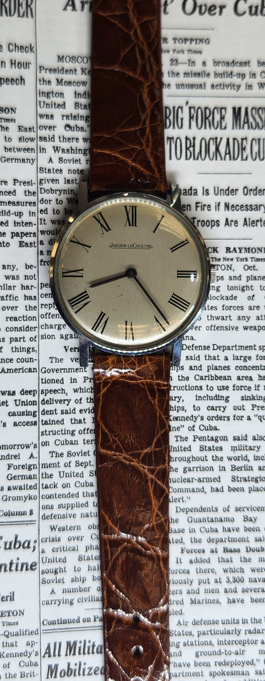 Jaeger Lecoultre Stainless Steel Roman numeral Vintage watch from the 1960's