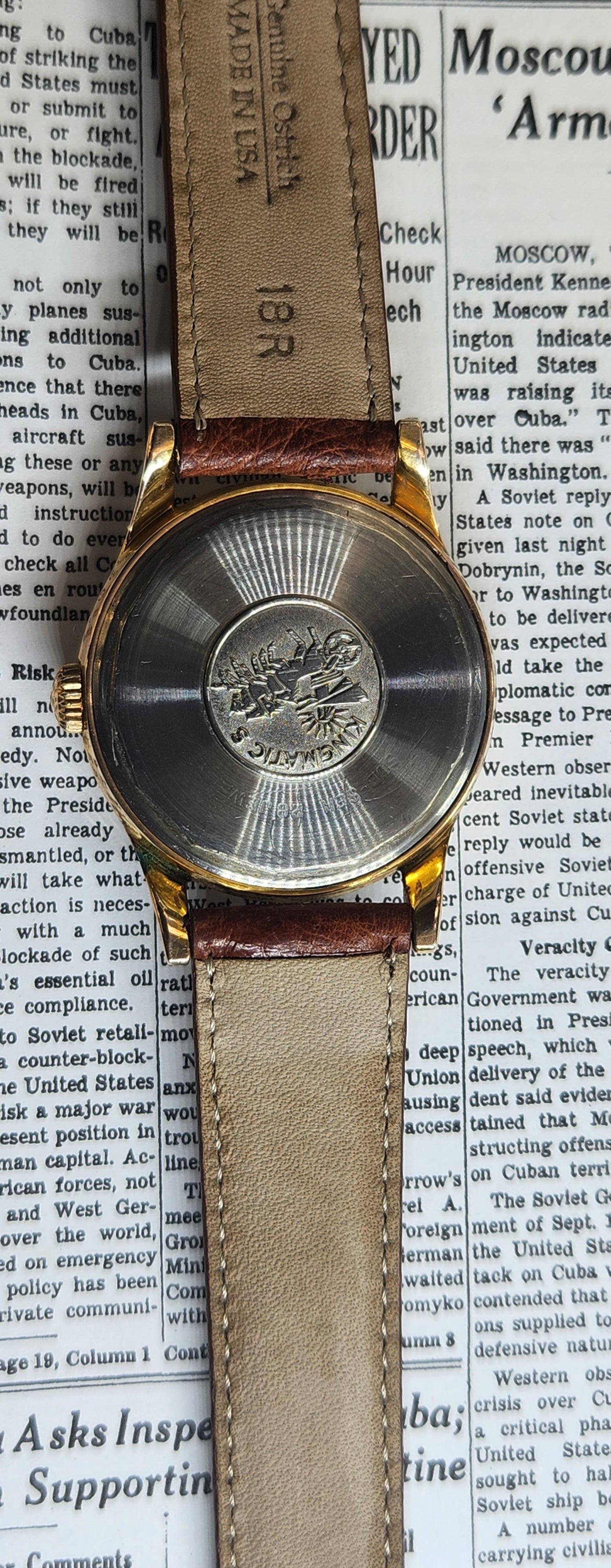 Movado 18kt Pink gold and steel Kingmatic 1950's