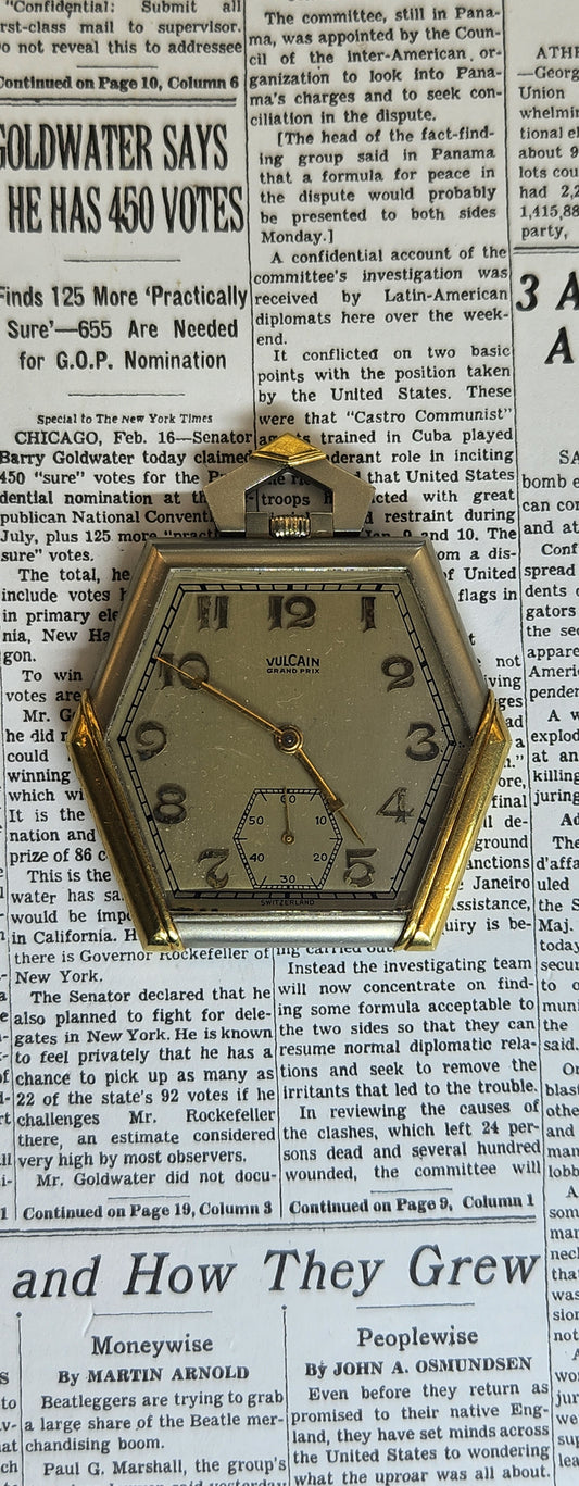 Vulcain Grand Prix Art deco pocket watch