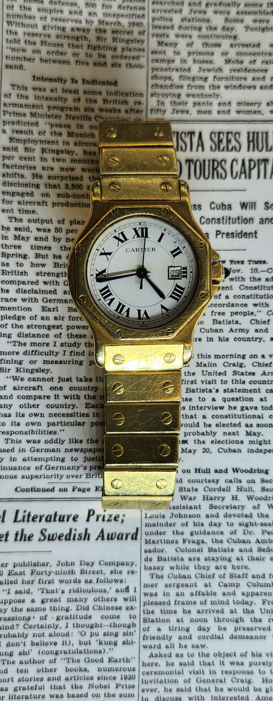 Cartier 18kt Santos Round Full size Automatic from the early 1980s