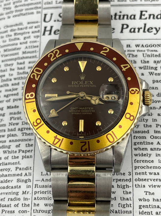 Rolex Gmt 16753 18k & Steel “Root Beer” 1981