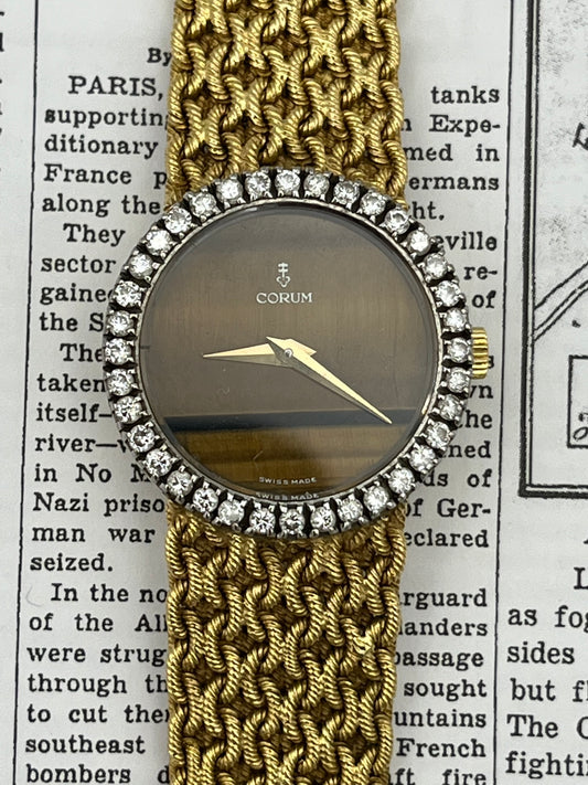 Corum 18k Lady’s Factory Diamond Bezel & Tiger Eye Stone Dial