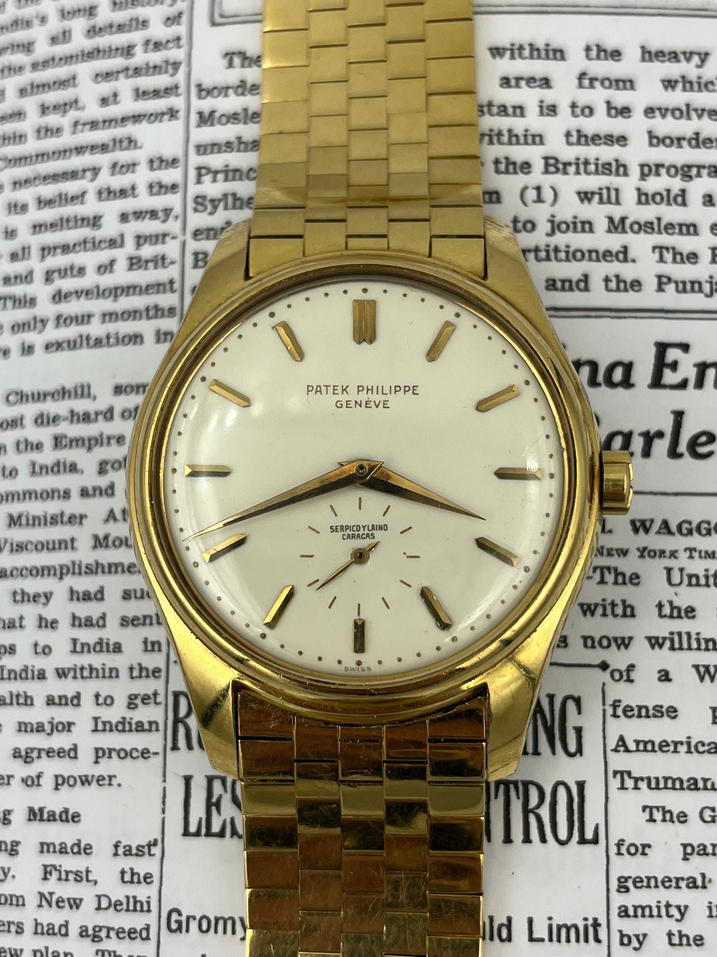 Patek Philippe 18k Ref 2526 Serpico & Laino Signed Porcelain Dial