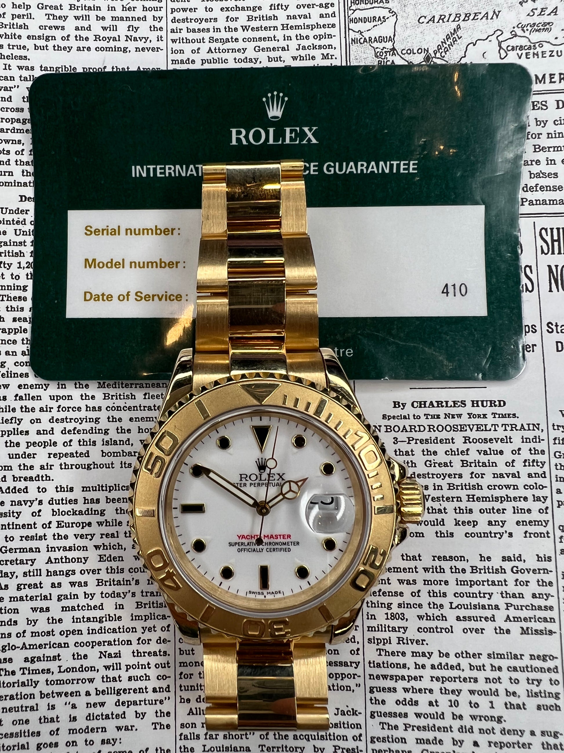 Rolex Yacht-Master 40mm 18K Yellow Gold White Dial & Gold Bezel 16628 | Da Vinci Fine Jewelry, Inc.