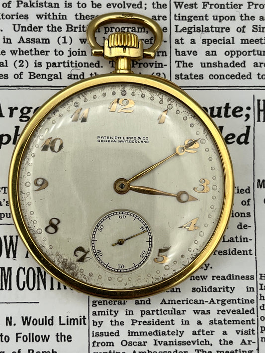 Patek Philippe 18k Gold Open Face Pocket Watch