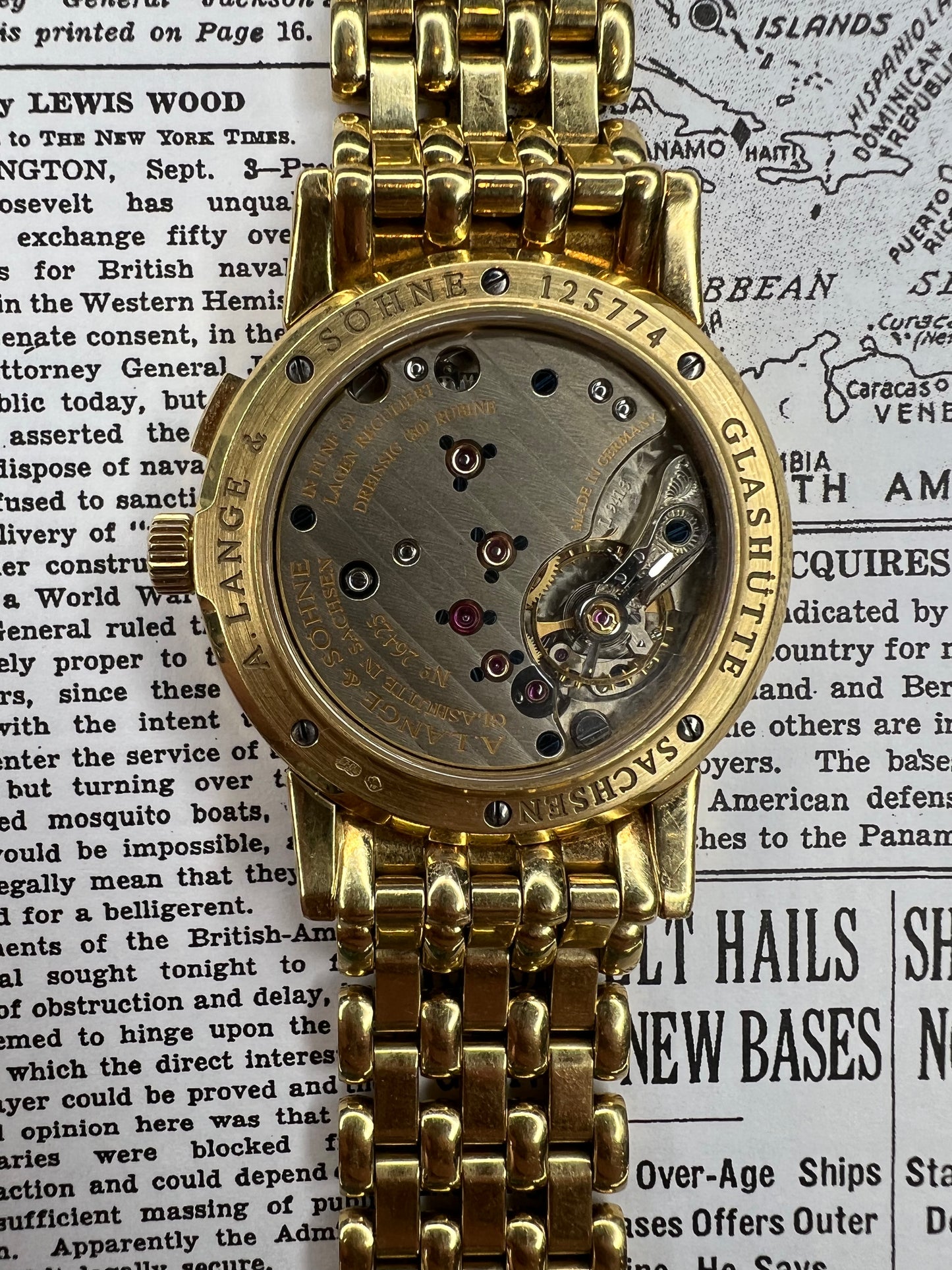 A. Lange & Sohne Reference 102.002  Date 18K Yellow Gold