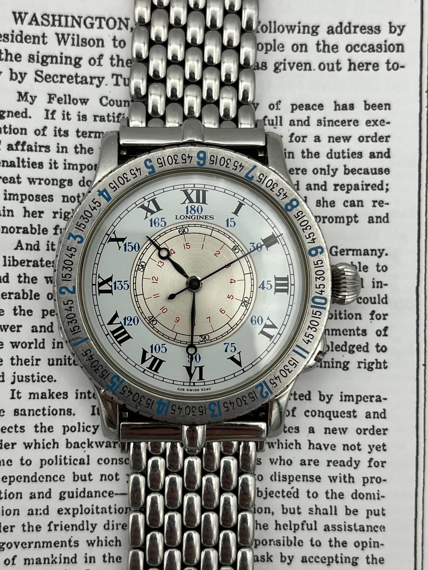 Stainless Steel Longines Designed by Col. Charles A Lindbergh