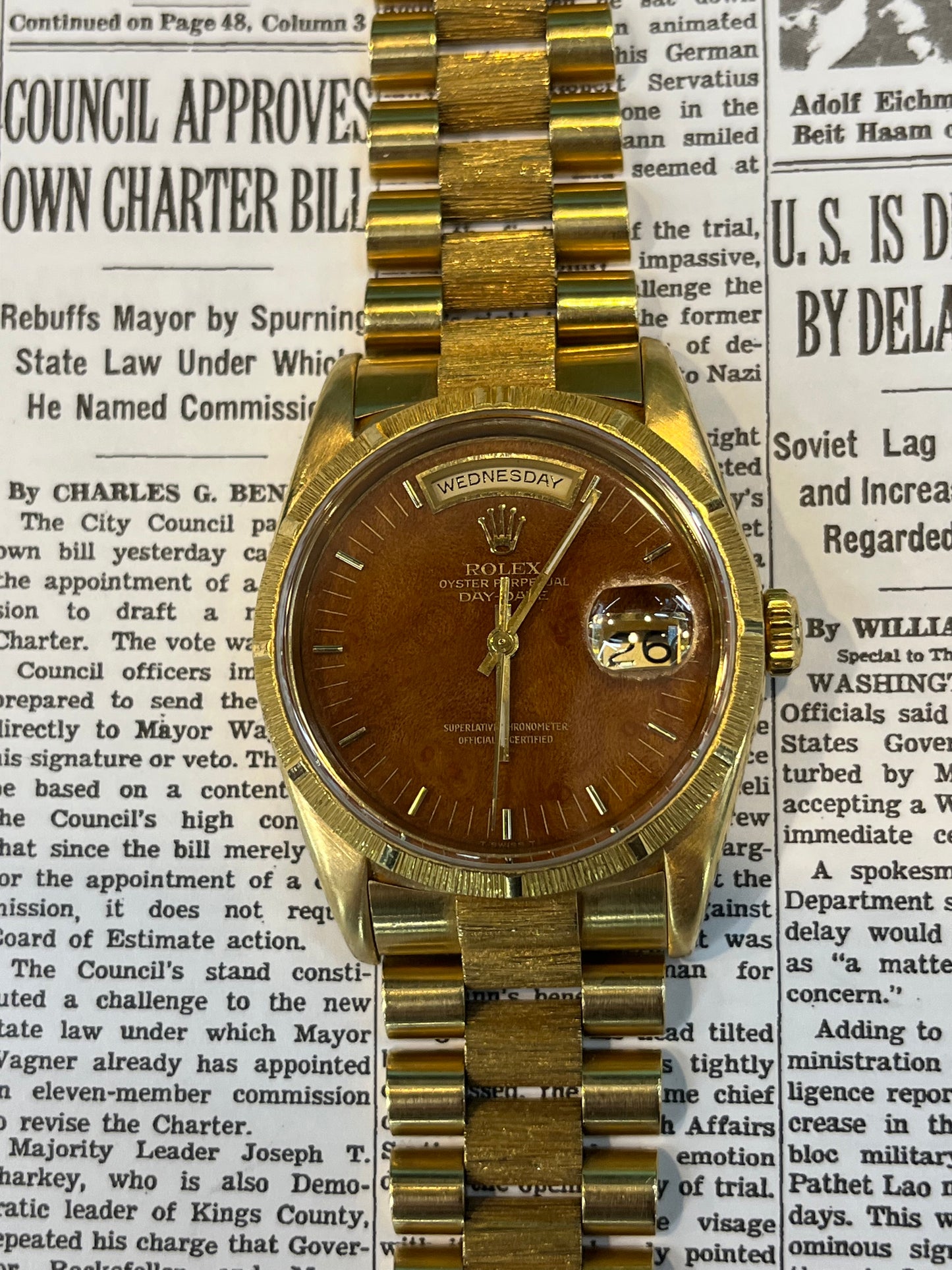 Rolex Day Date 18248 Bark Finish Wood Dial