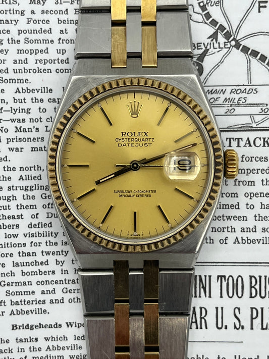 Rolex Datejust Quartz 17013 18k & Steel Unpolished