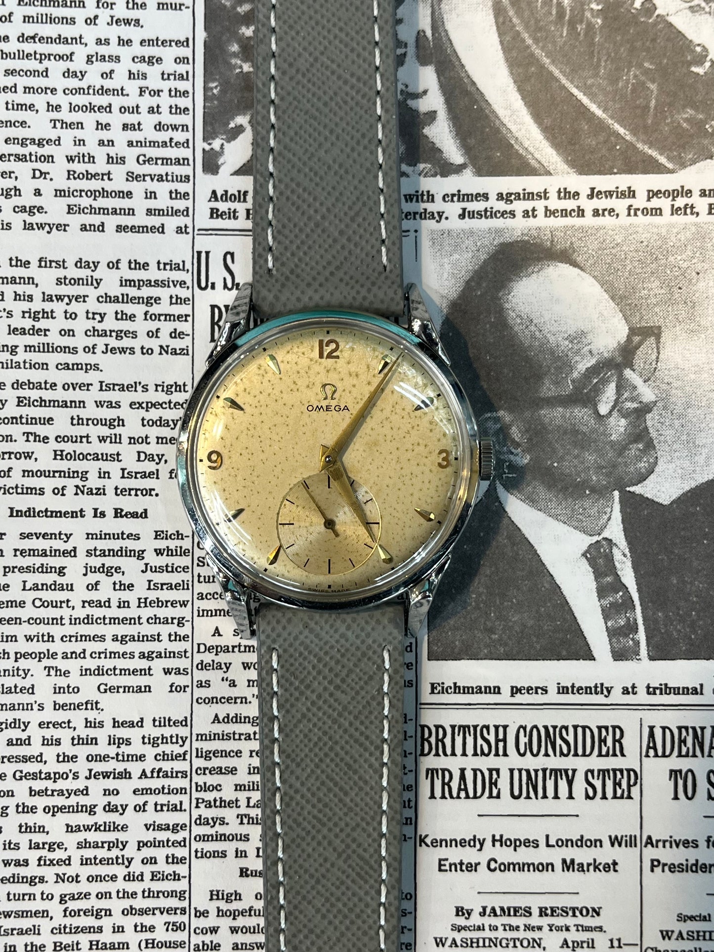 Oversized Stainless Steel Omega 1950’s Tropical Dial