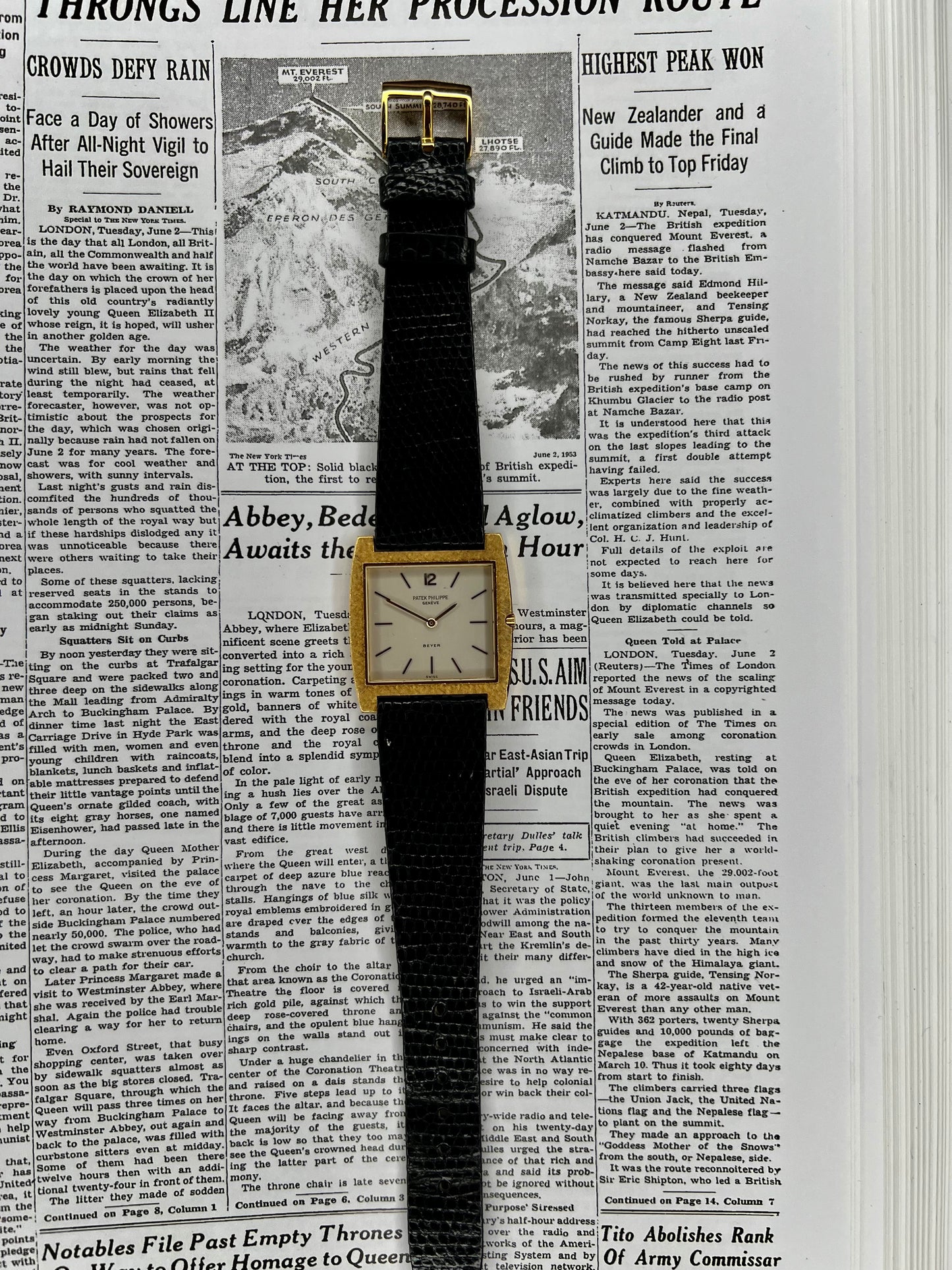 Patek Philippe/Beyer Tank Watch Reference 3488 18K Yellow Gold
