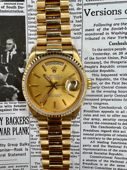 Rolex Day Date Reference 18038 18K Yellow Gold