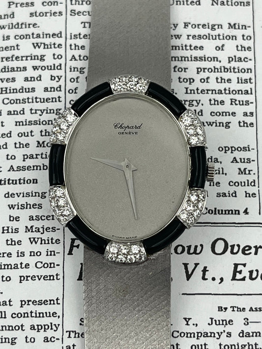 Chopard 18k White Gold Diamond & Onyx Dial