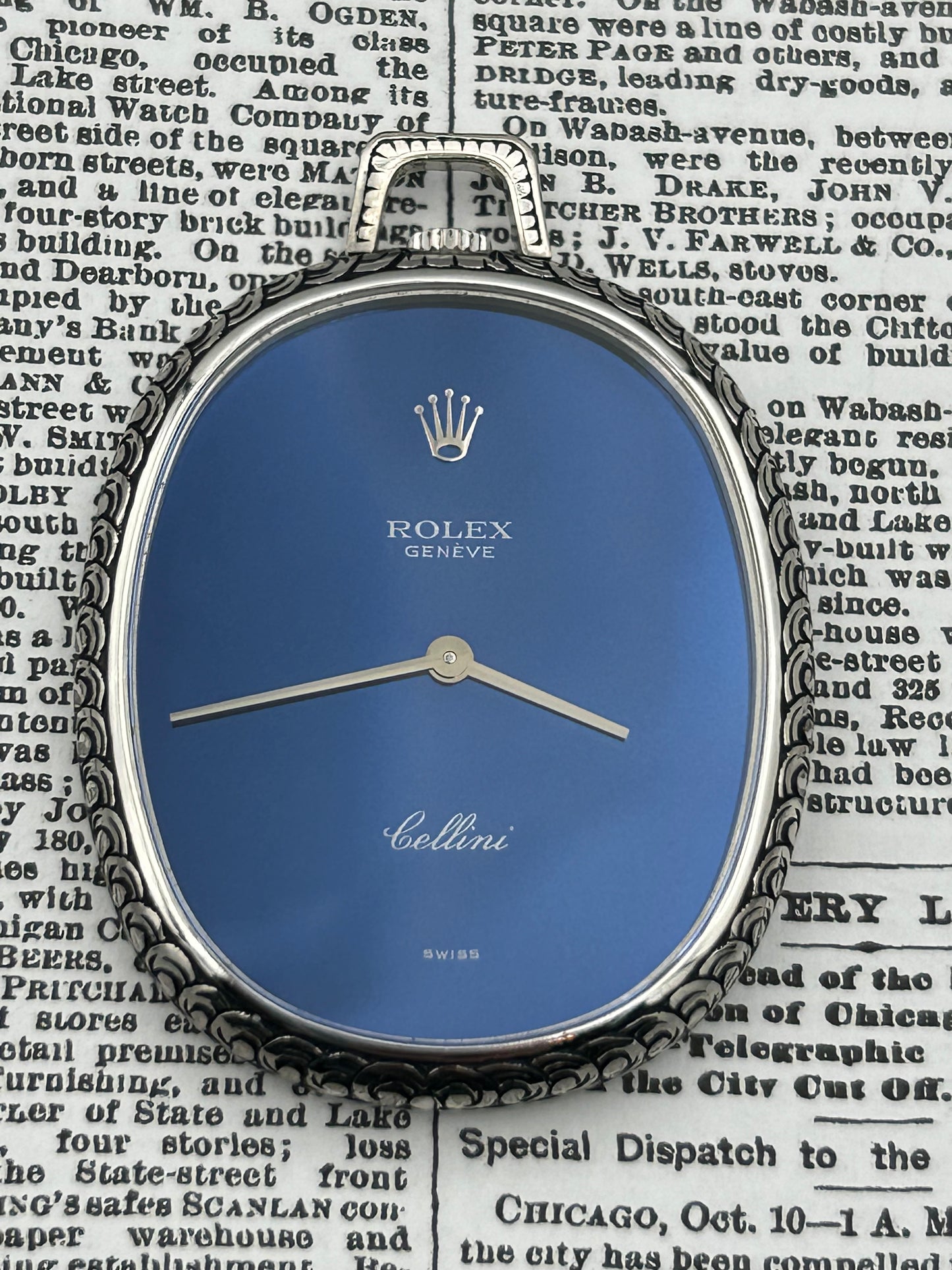 Rolex Cellini 18k White Gold Open Face Pocket Watch