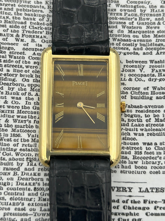 Piaget 18k Yellow Gold Tank Tiger Eye Dial