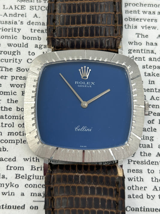 Rolex Cellini 18k White Gold Lapis Dial