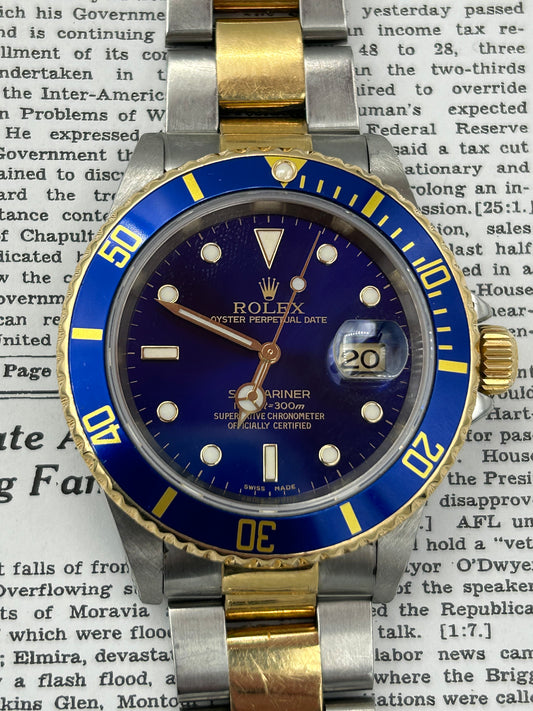 Rolex Submariner Blue 18k and Steel Ref 11613